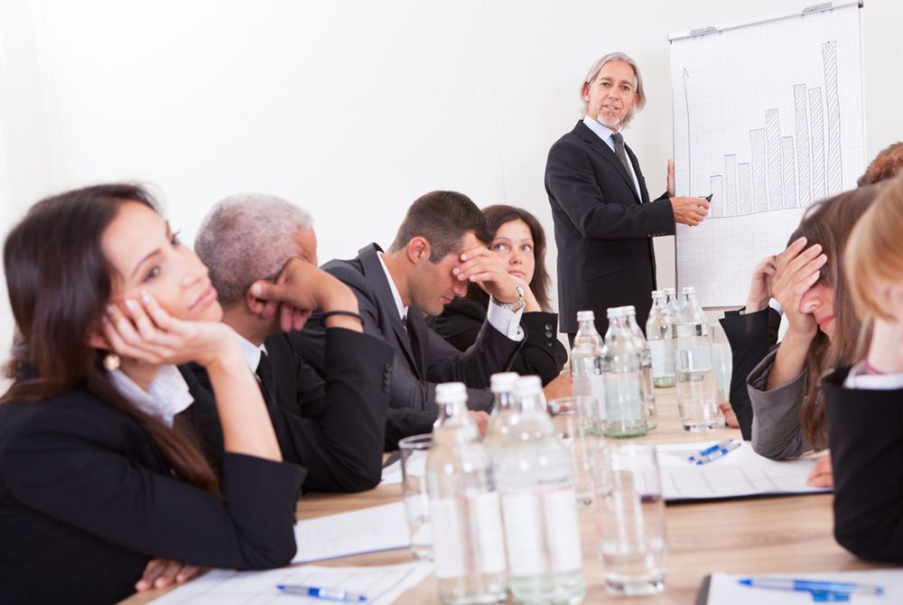 Bored people in a presentation